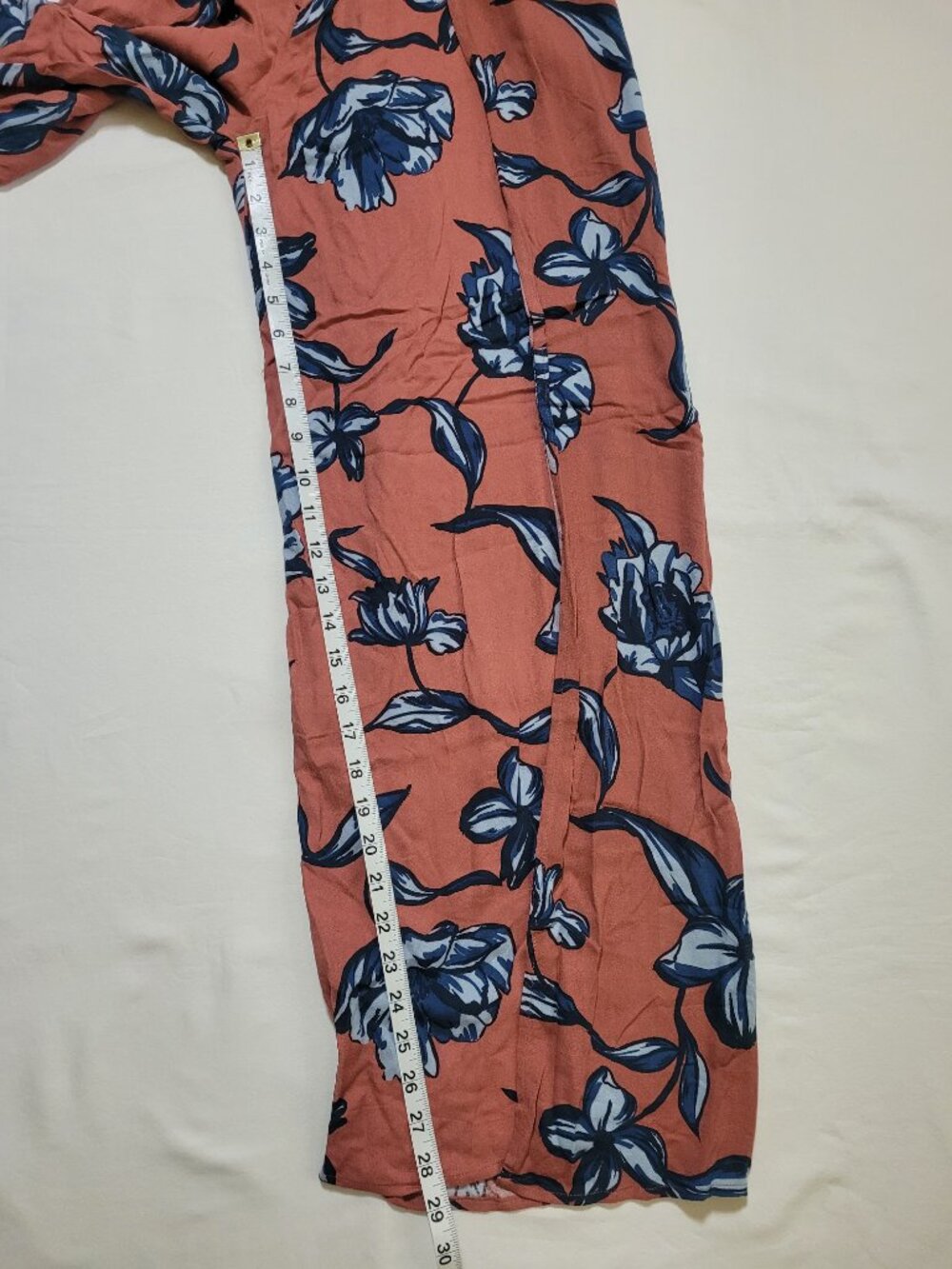 Olivaceous Raven Boho Floral Wide Leg Pants Drawstring Small Coastal Resort - Picture 8 of 11